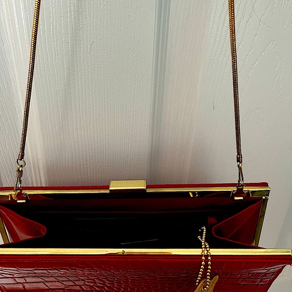 Womens handbag/shoulder bag. Faux Leather.Purse. Gianni Bernini, Red, alligator - Picture 3 of 8